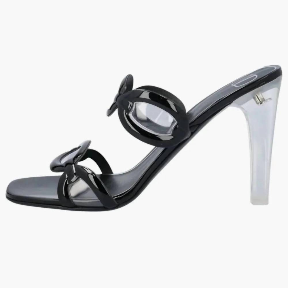 NEW VALENTINO GARAVANI women's chain open toe sandals in black